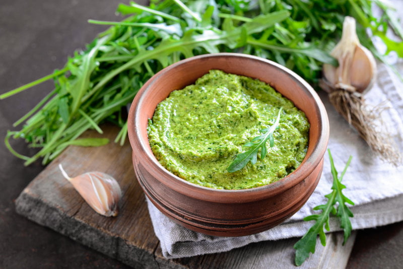 sauces végétariennes pesto à la roquette