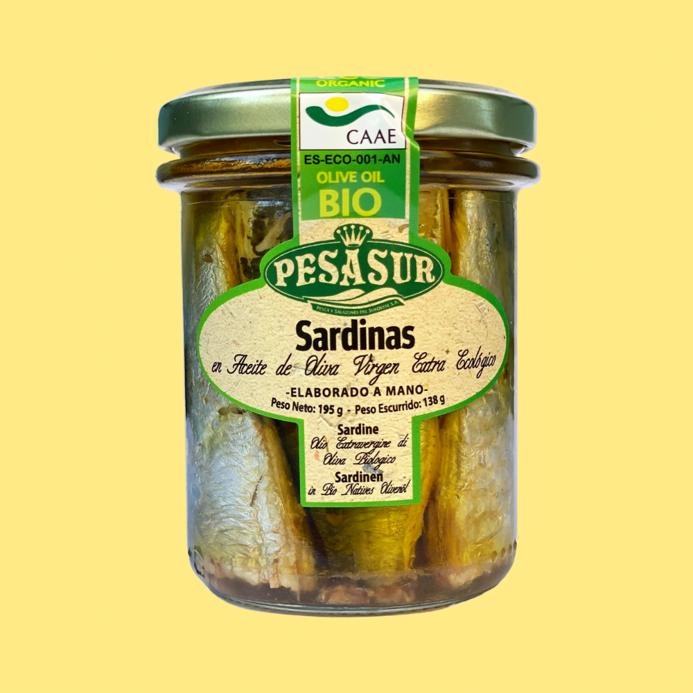 Sardines à l'huile d'olive bio* Pesasur - bocal 195g