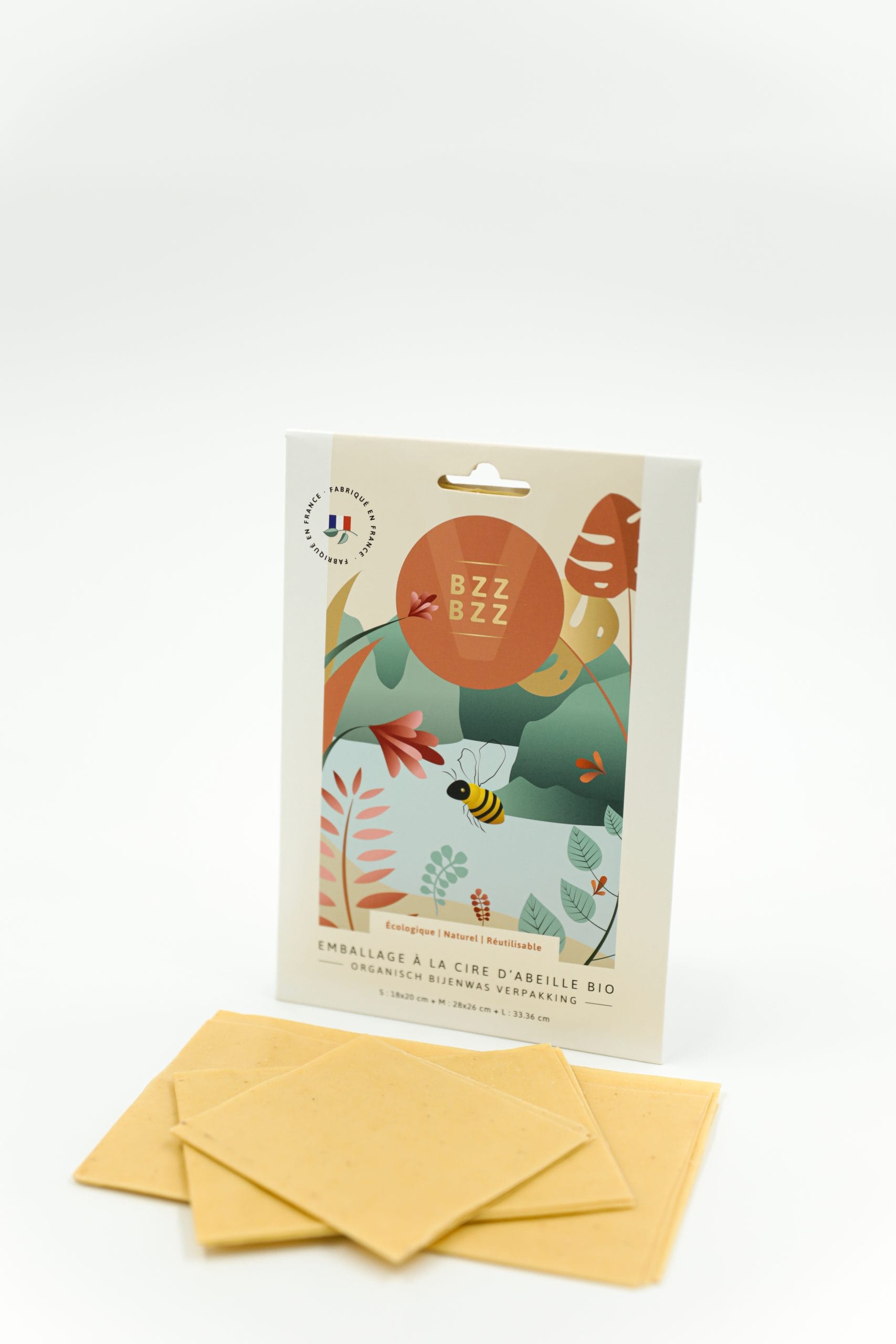 Emballages à la Cire d’Abeille Bio – Bzz Bzz – Tailles S, M, L